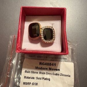 Statement Ring! Modern Maven Black Onyx Gold Plated Ring